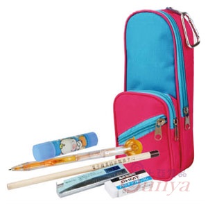 KT32雙色筆袋+側壓自動鉛筆+鉛筆+HB筆蕊+橡皮擦+膠水