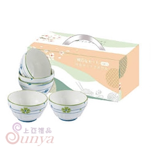 CI-005和風陶瓷碗組5入碗組(幸運草