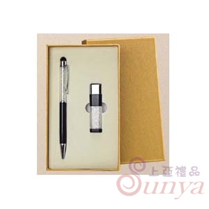 16G彩晶USB+筆(黑)
