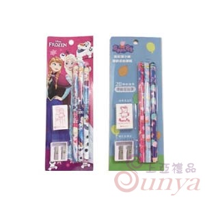 JQ-6五件組(鉛筆*3、橡皮擦*1、削