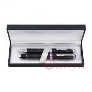 H053碳纖(鋼珠筆+原子筆)皮盒