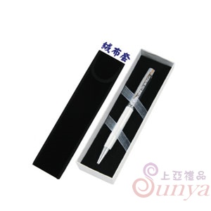 D100-2頂級平頭晶鑽筆緞帶禮盒(白)