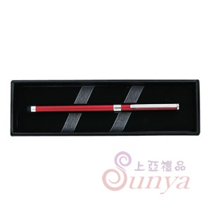 J029香檳紅鋼珠筆緞帶禮盒