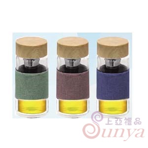 T-350A茶道濾網雙層玻璃杯350ml