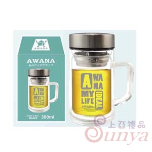 GL-300把手雙層玻璃杯300ml