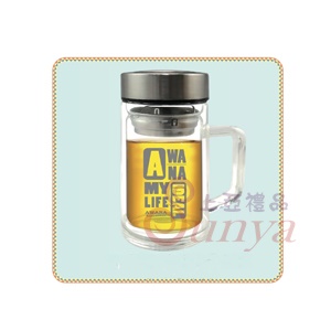 把手雙層玻璃杯300ML