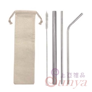 304-01平口吸管4入組 帆布袋