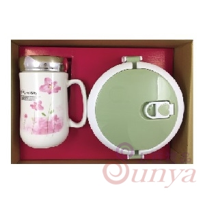 H021單層提鍋700ml+花語杯450m