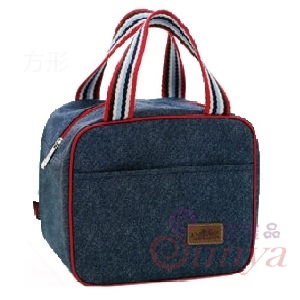 FA010牛仔布條紋提把便當袋