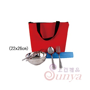 BL016-5環保袋餐具組(紅/水藍)