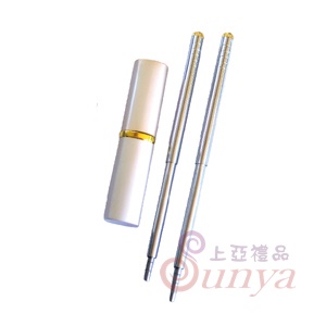 A044-1三節伸縮筷(鋁盒金盒)