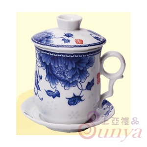 2551大牡丹花4件杯
