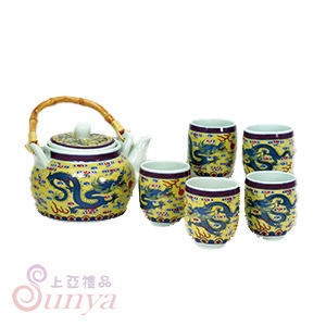 3341雙龍獻寶浮雕茶具組