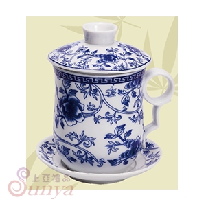 3342四件杯泡茶杯 A玲瓏花