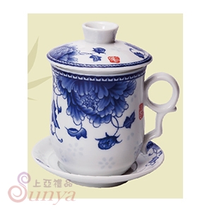 3342四件杯泡茶杯 B大牡丹