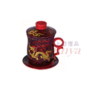 紅金龍4件式茶杯
