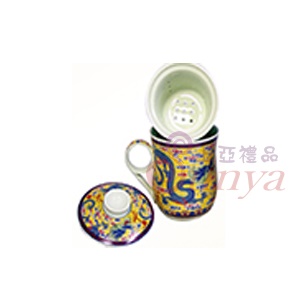 雙龍獻寶3件式茶杯