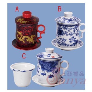 0545-B玲瓏花4件杯