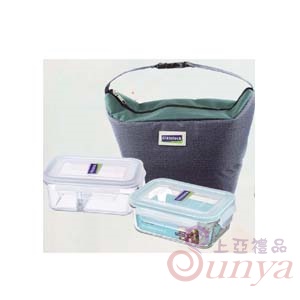 3件式強化玻璃分格微波保鮮盒便當袋組