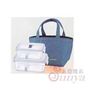 3件式強化玻璃分格微波保鮮盒便當袋組