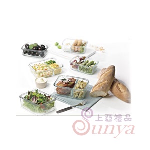 6件式強化玻璃分格微波保鮮盒組
