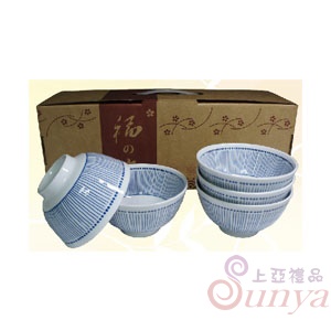 KT-4744藍條紋5入飯碗組