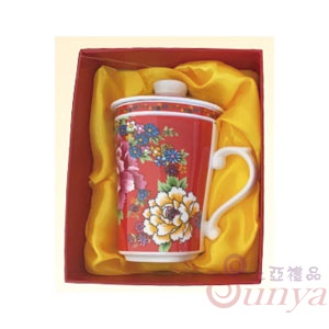 KT-6525B大紅牡丹三件式蓋杯