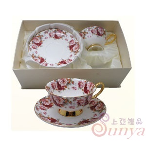 KT-6002A骨瓷咖啡杯碟組-玫瑰(2客入)