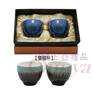 KT-3100天目釉陶藝2入茶杯組(手工