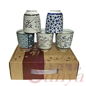 KT-4533T唐草五色5入湯吞杯組