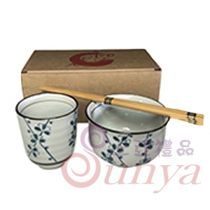 KT-4391T唐草1杯1碗1筷餐具組