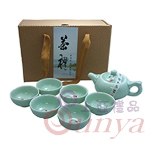 KT-4586-1青瓷浮雕魚16茶具組