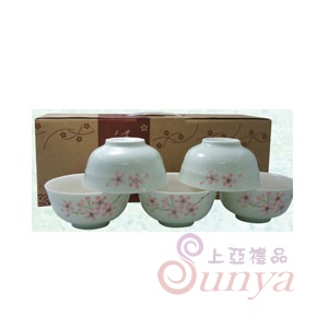 KT-4720G櫻花(綠底/粉底)5入飯碗組/手提盒