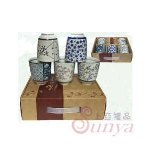 KT-4533T唐草五色5入湯吞杯組