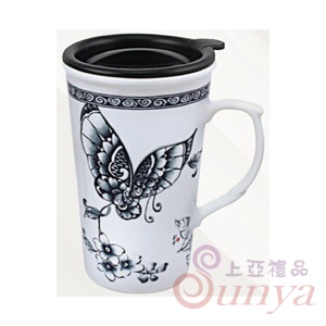 BF-21AA青花舞蝶牛奶杯加紳士蓋