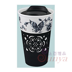 BF-06BB/A低骨瓷青花舞蝶風雅隨手杯(窗花款)