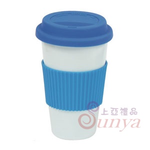 EC-02圓腳白地隨手杯(強化瓷)(含套)