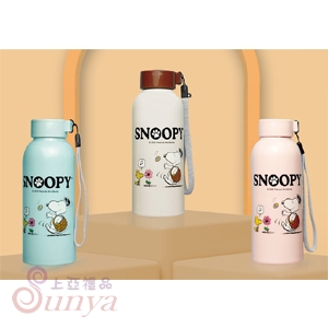 R-900-1S 史努比-雙層隔熱玻璃瓶-蜜桃粉