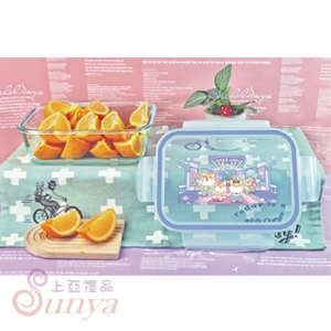 R-500-1W 柴語錄-密扣式玻璃保鮮盒(長方)