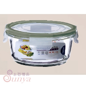 R-100-1密扣式玻璃保鮮盒(圓)亞麻