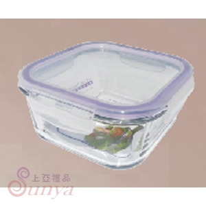 R-200-1密扣式玻璃保鮮盒(方)薰衣草紫