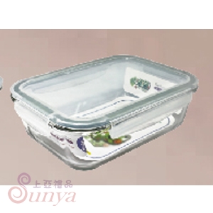 R-500-1密扣式玻璃保鮮盒(長方)亞麻綠