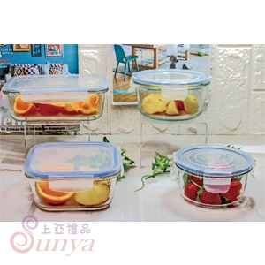 R-100+R-200-1+R-500-1四入密扣式玻璃禮盒組(兩圓一方一長方)