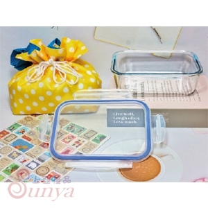 R-500-1N密扣式玻璃保鮮盒(長方)+束口保溫提袋