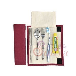 F141-19-D5 19cm帆布收納包餐具組(5入)