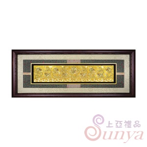 20A202-04金蔥版畫XL咖-九龍拱珠