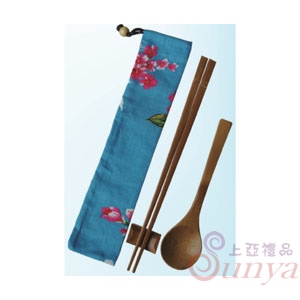 V66-6花布束口袋竹節筷