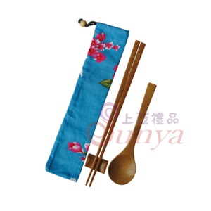 V66-6花布束口袋竹節筷