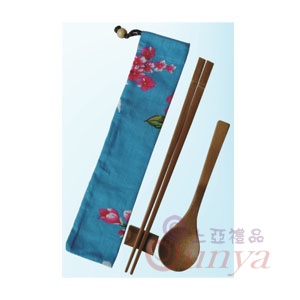 V66-6花布束口袋竹節筷