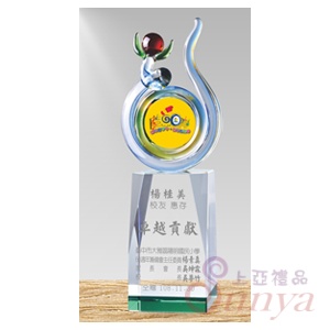 PD-022-綠 拉絲水晶獎座